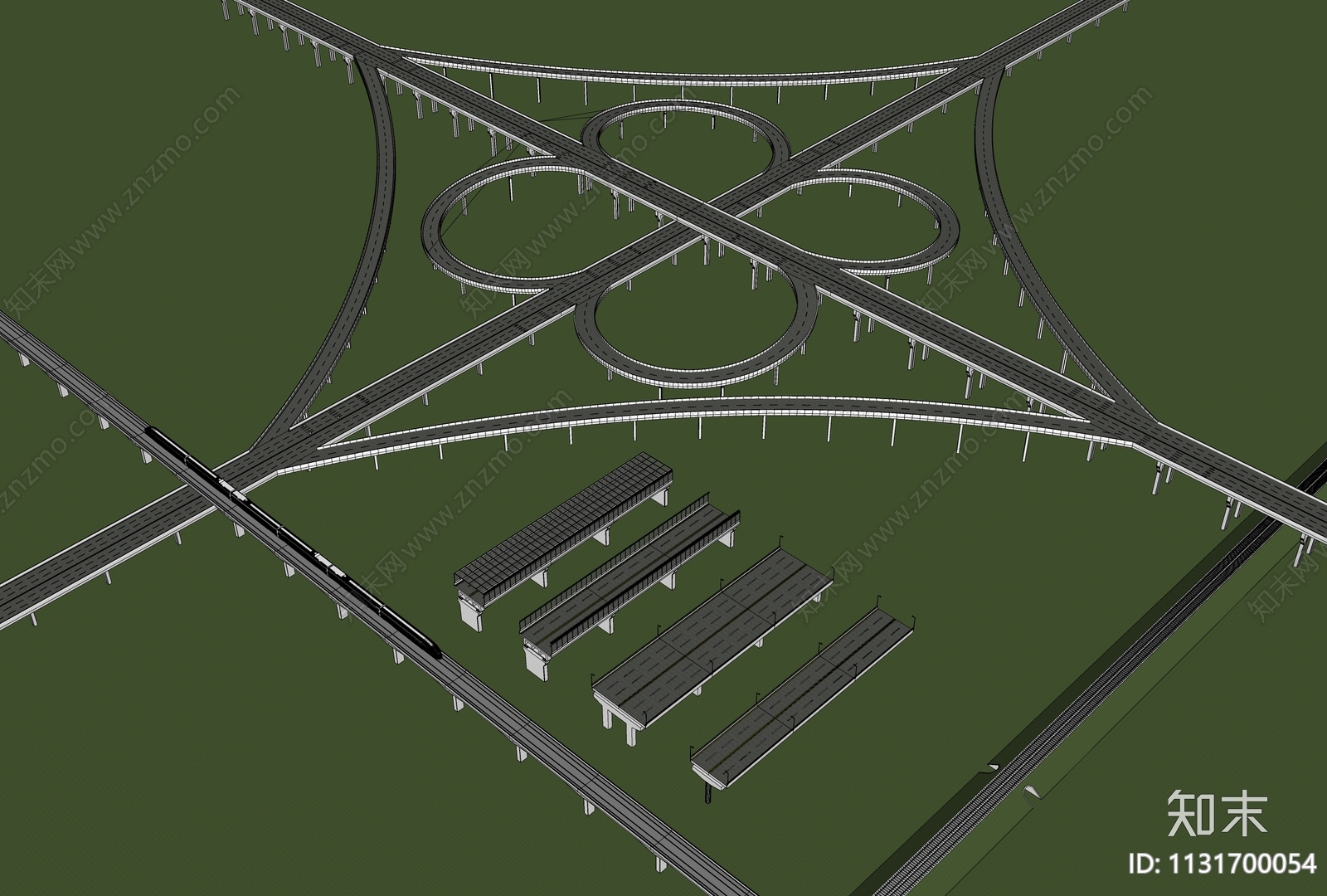 现代高架桥道路SU模型下载【ID:1131700054】