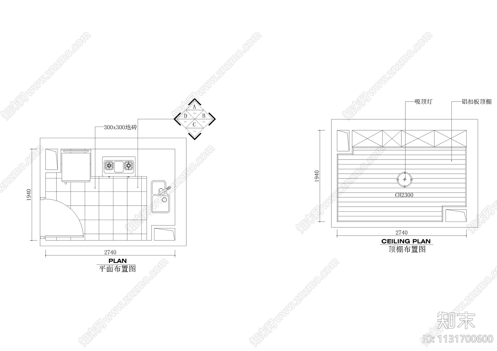 U型厨房立面图cad施工图下载【ID:1131700600】