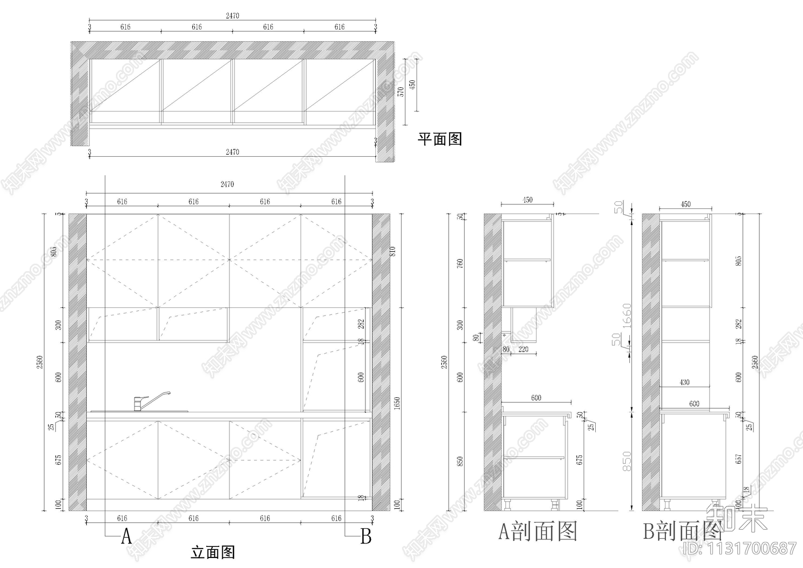 别墅西橱中厨立面图cad施工图下载【ID:1131700687】