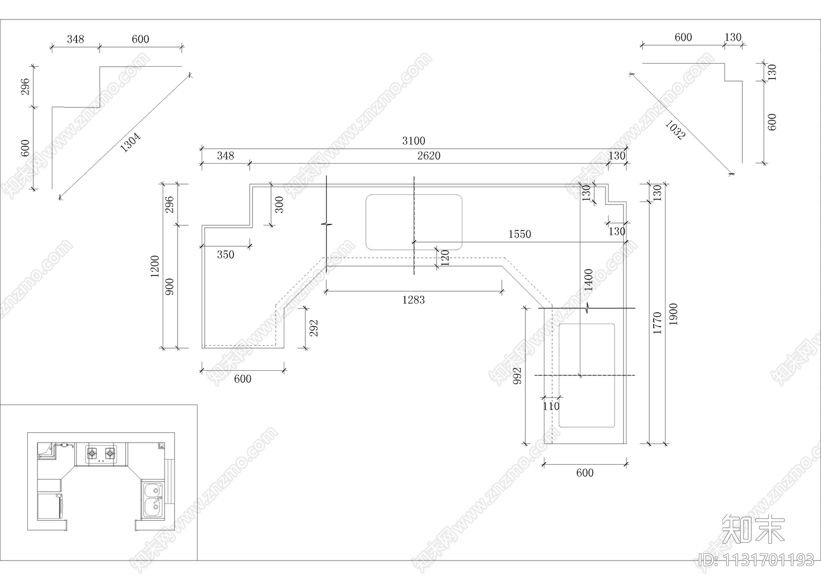 橱柜图纸2套施工图下载【ID:1131701193】