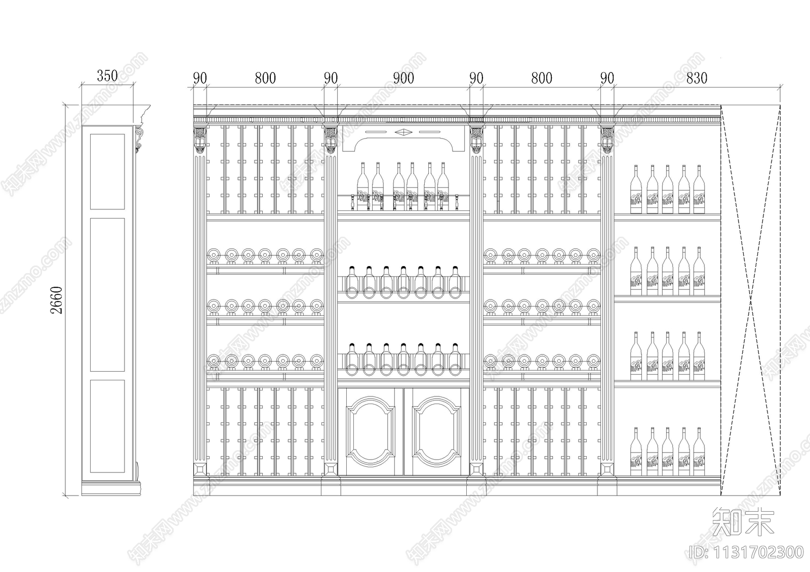9套酒柜酒格造型立面图cad施工图下载【ID:1131702300】