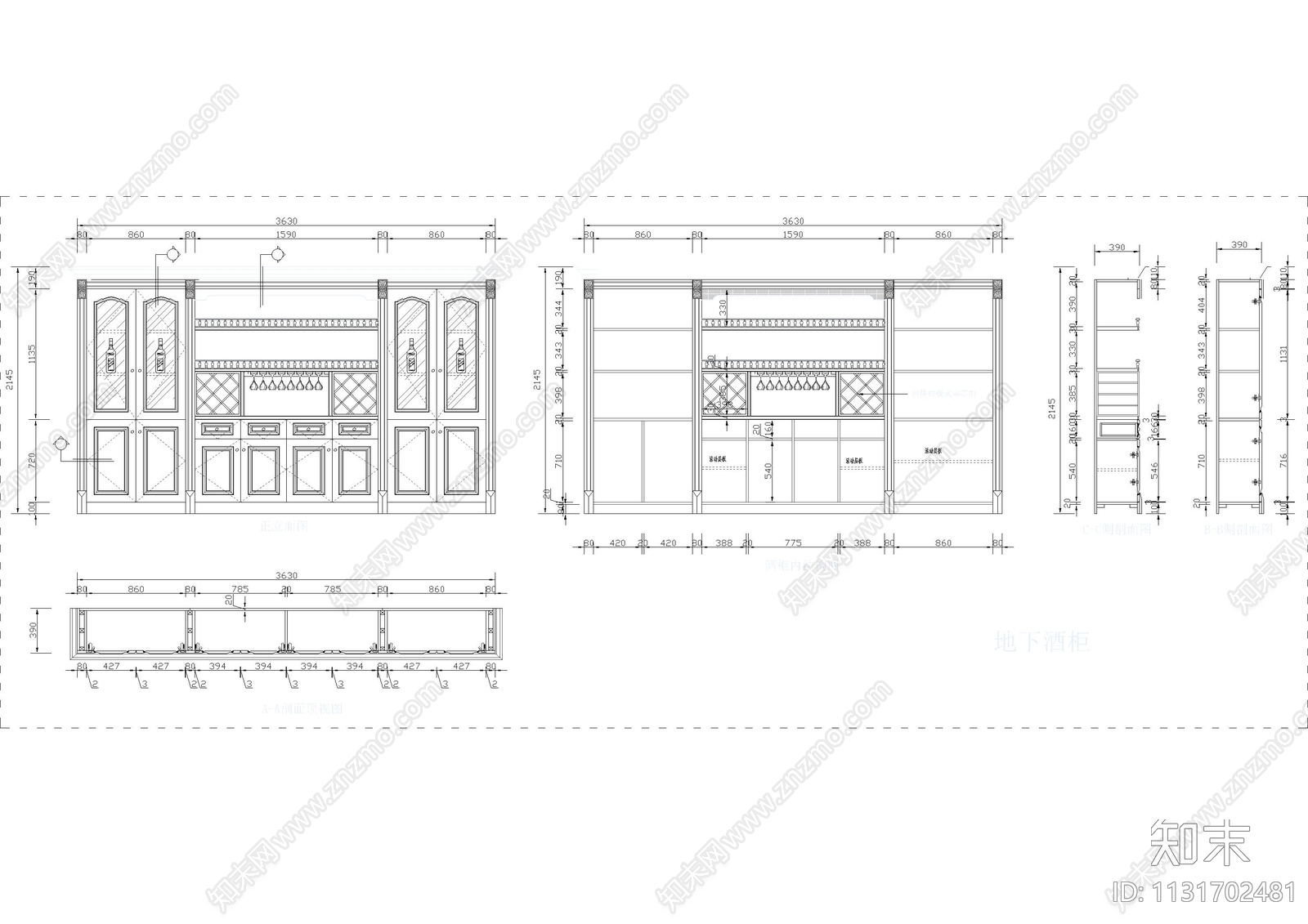12款实木酒柜cad施工图下载【ID:1131702481】