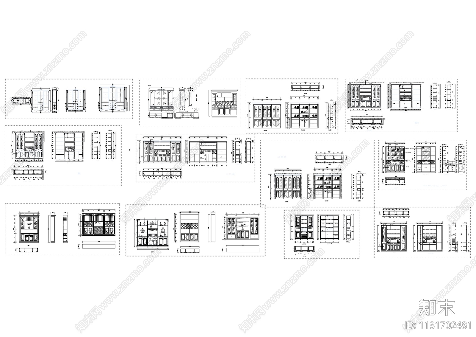 12款实木酒柜cad施工图下载【ID:1131702481】