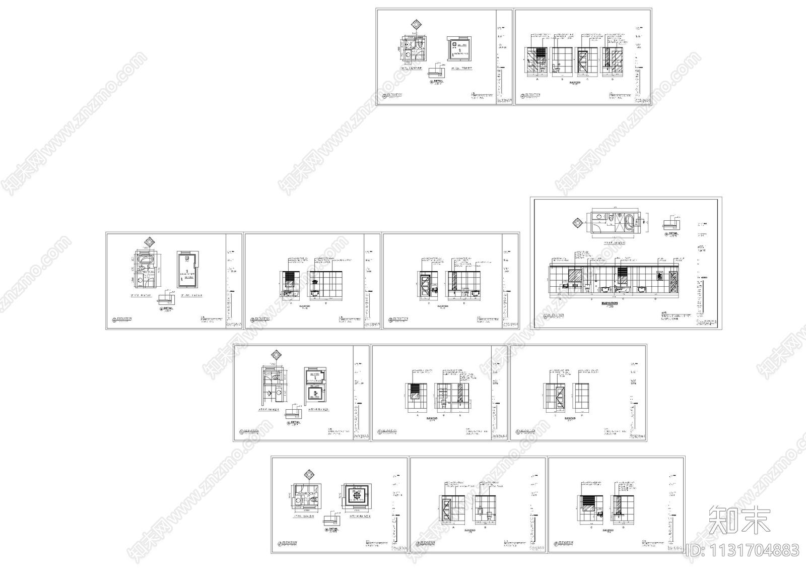 卫生间立面图cad施工图下载【ID:1131704883】