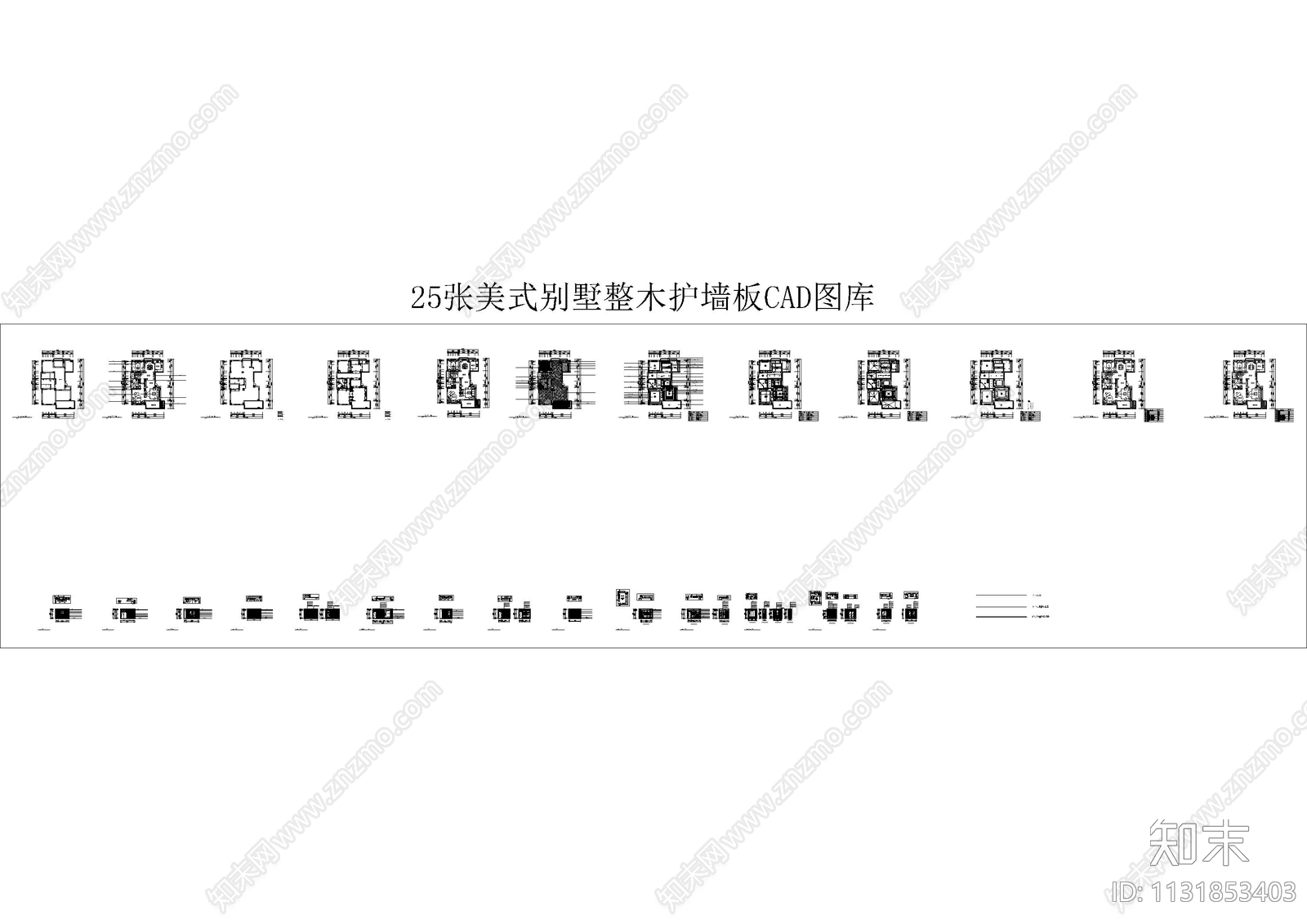 美式别墅cad施工图下载【ID:1131853403】