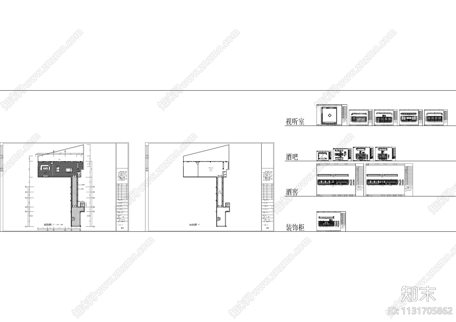 影音室酒窖整木墙板cad施工图下载【ID:1131705862】