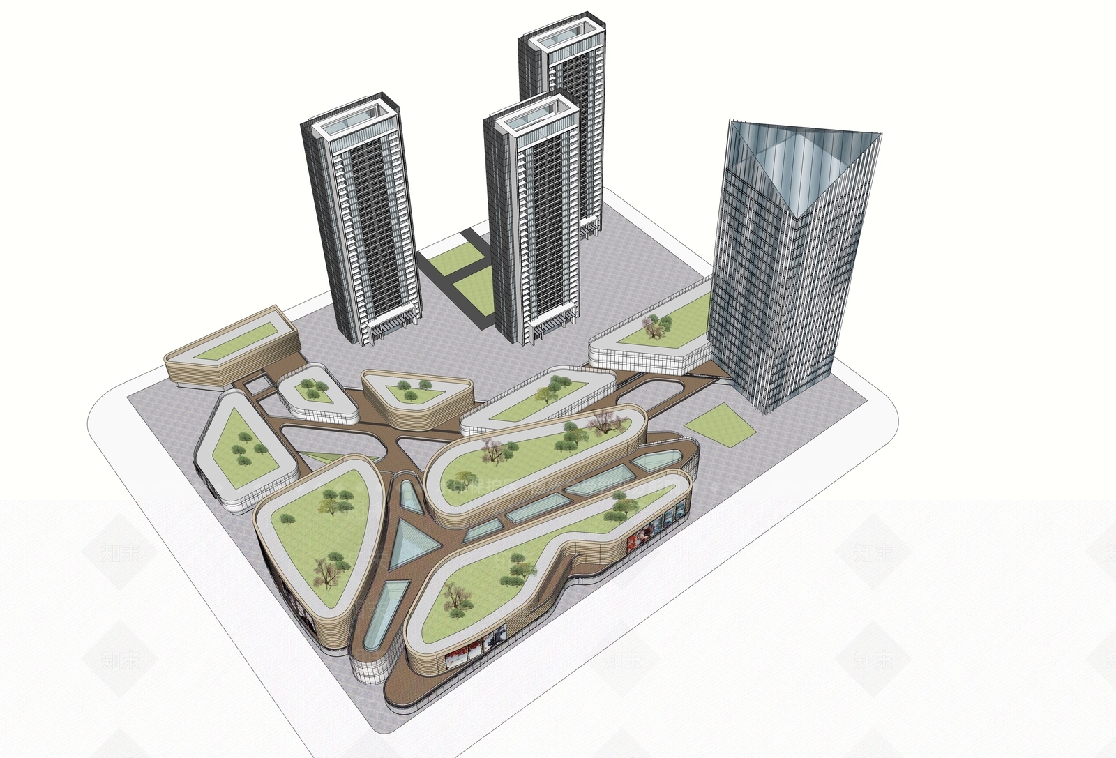现代商场建筑SU模型草图