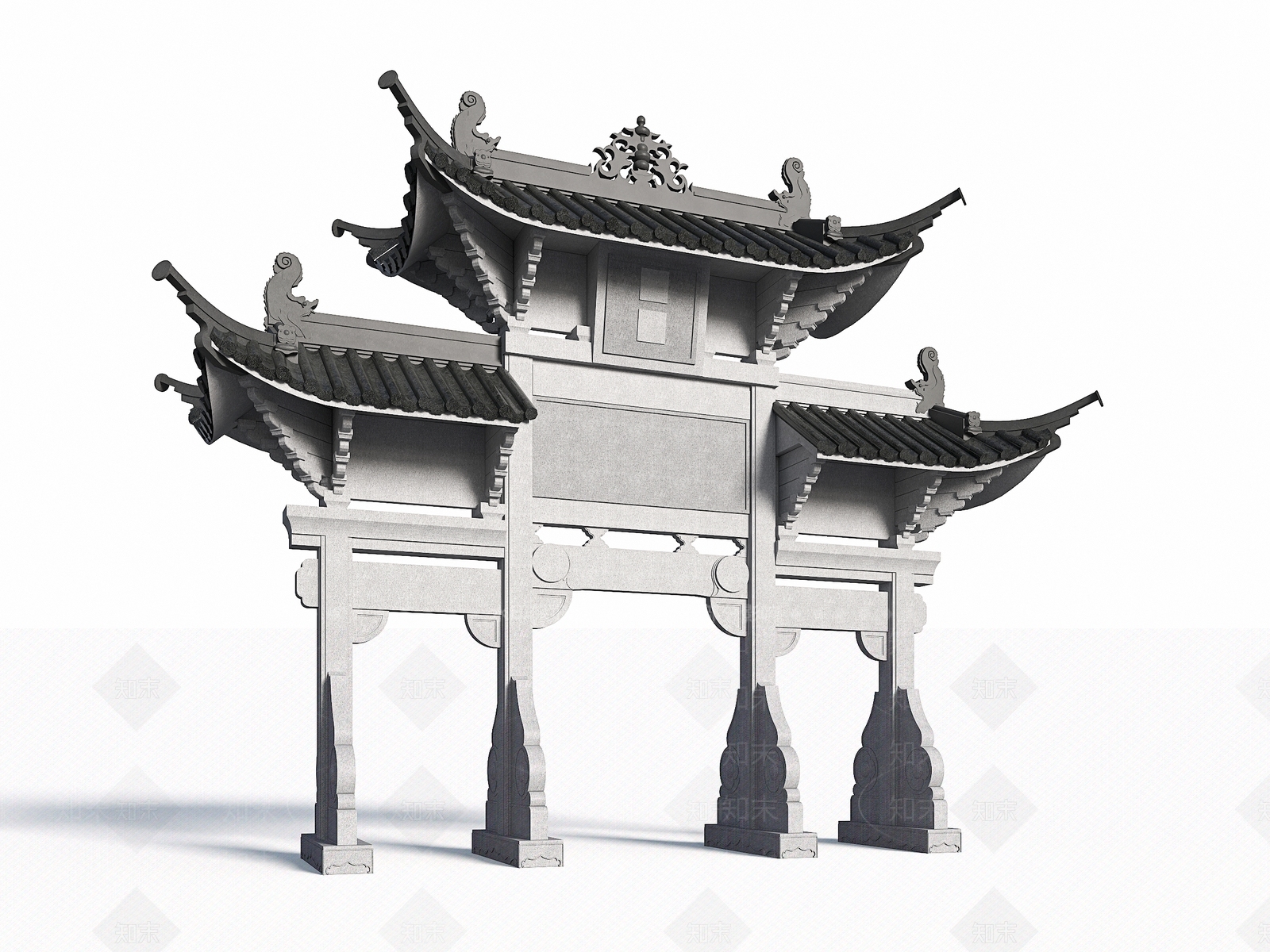 新中式中式牌坊3D模型下载【ID:1131707227】