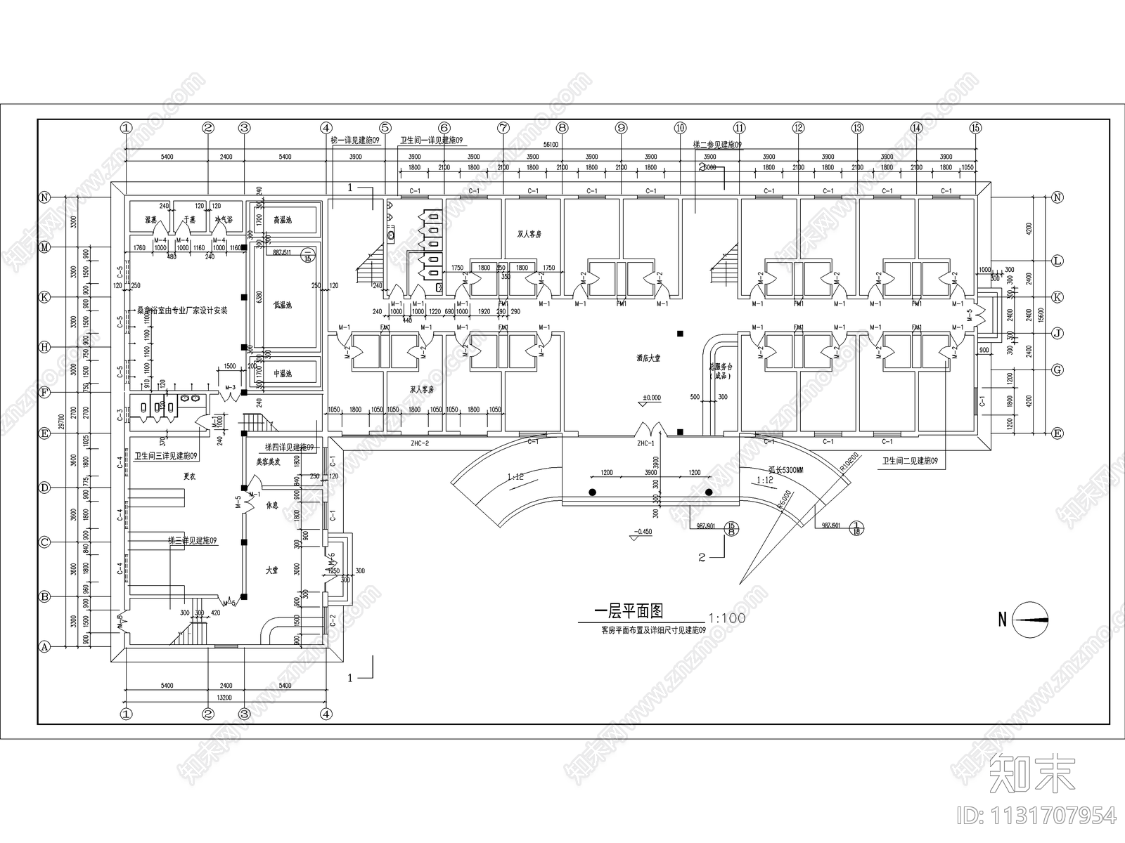 四层宾馆建筑施工图下载【ID:1131707954】