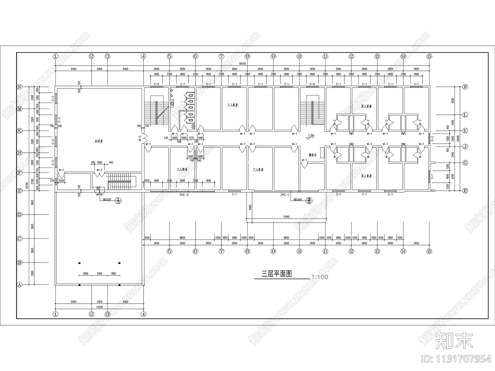 四层宾馆建筑施工图下载【ID:1131707954】