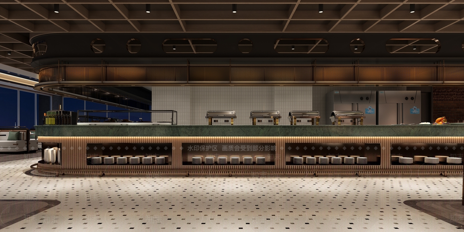 现代自助餐厅3D模型下载【ID:1131708106】