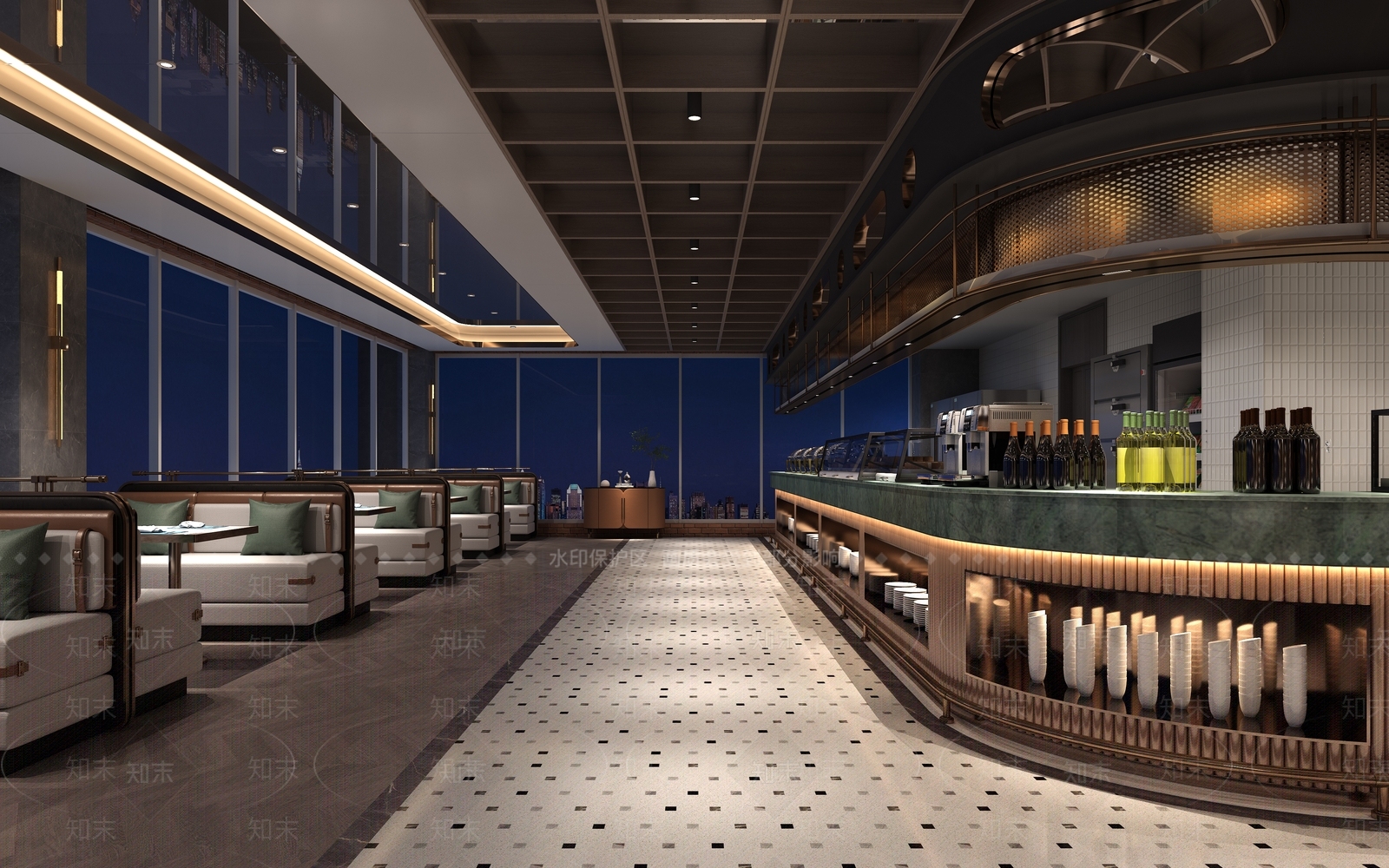 现代自助餐厅3D模型下载【ID:1131708106】