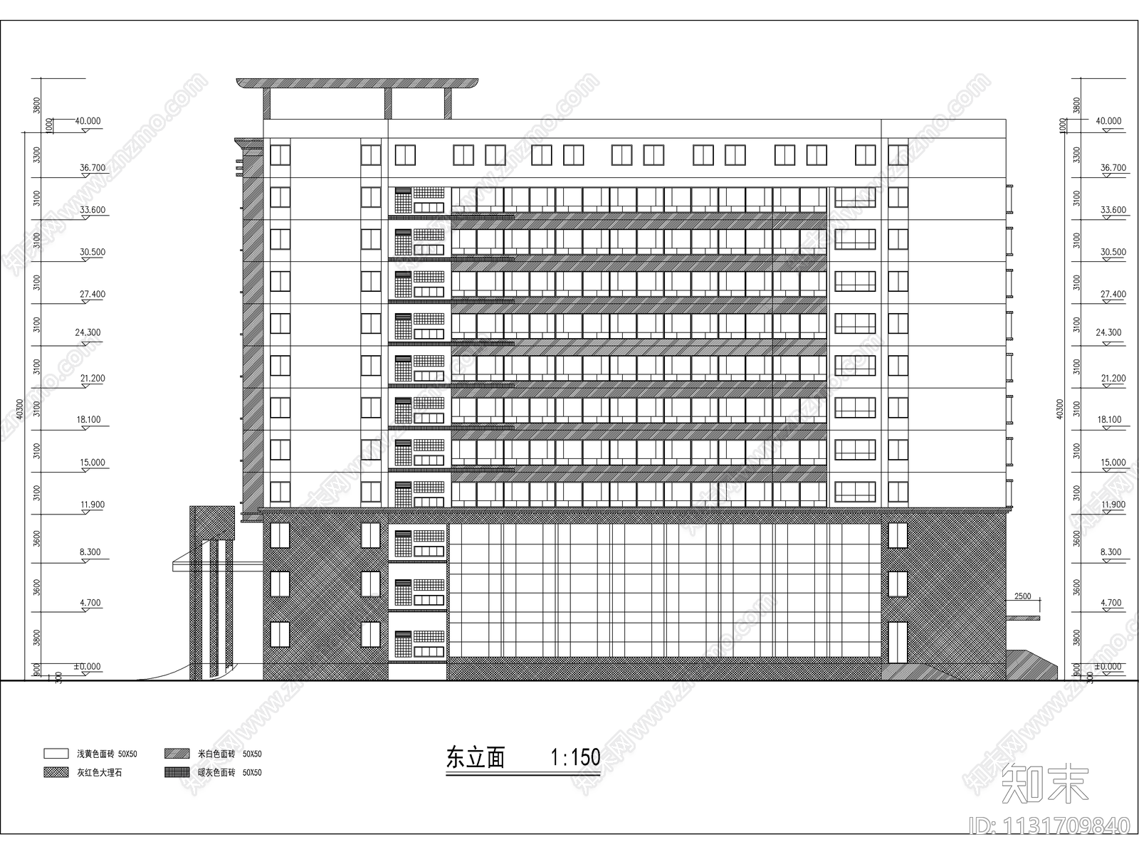 十一层回字形酒店建筑施工图下载【ID:1131709840】