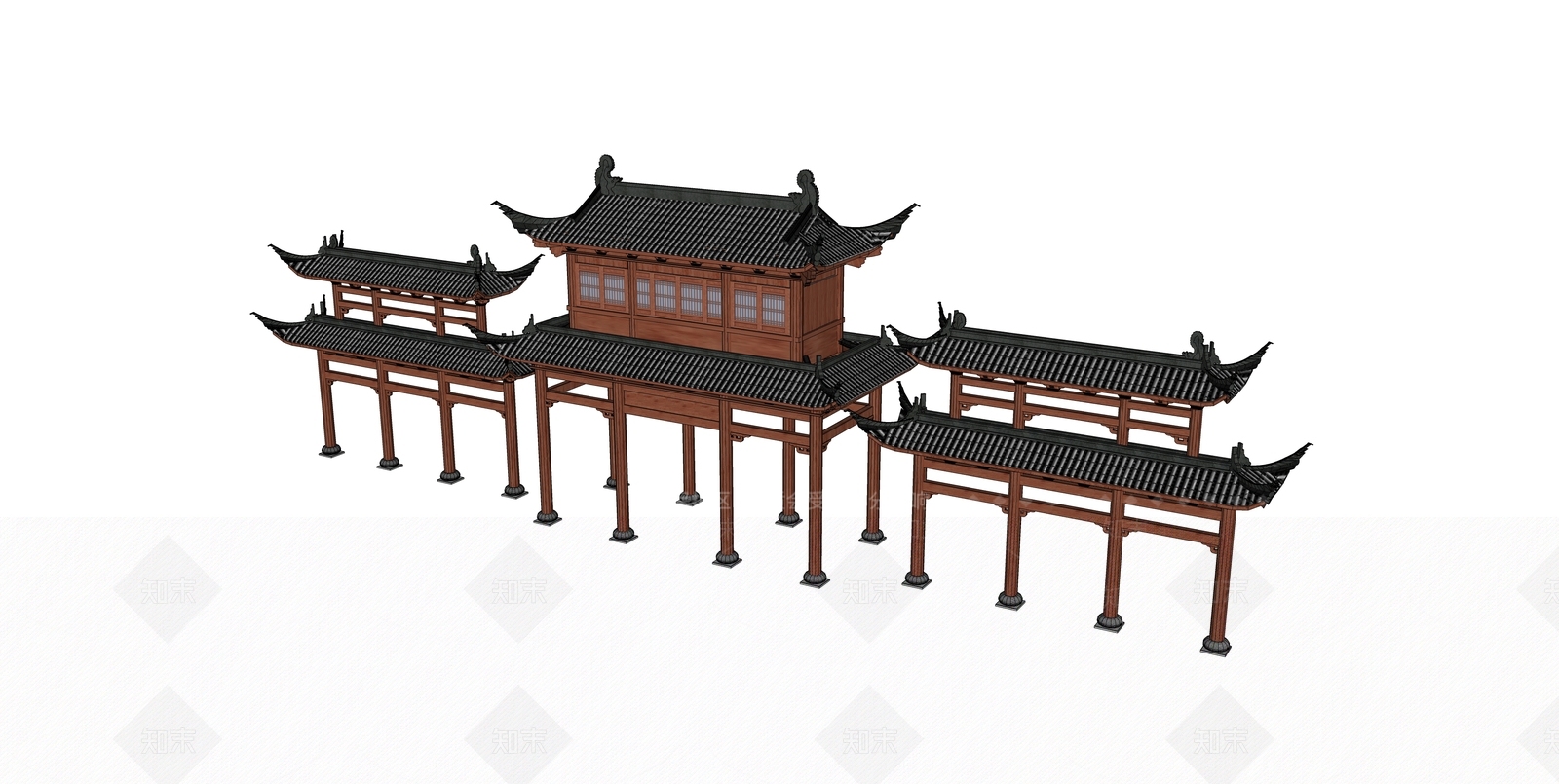 新中式牌坊SU模型下载【ID:1131710015】