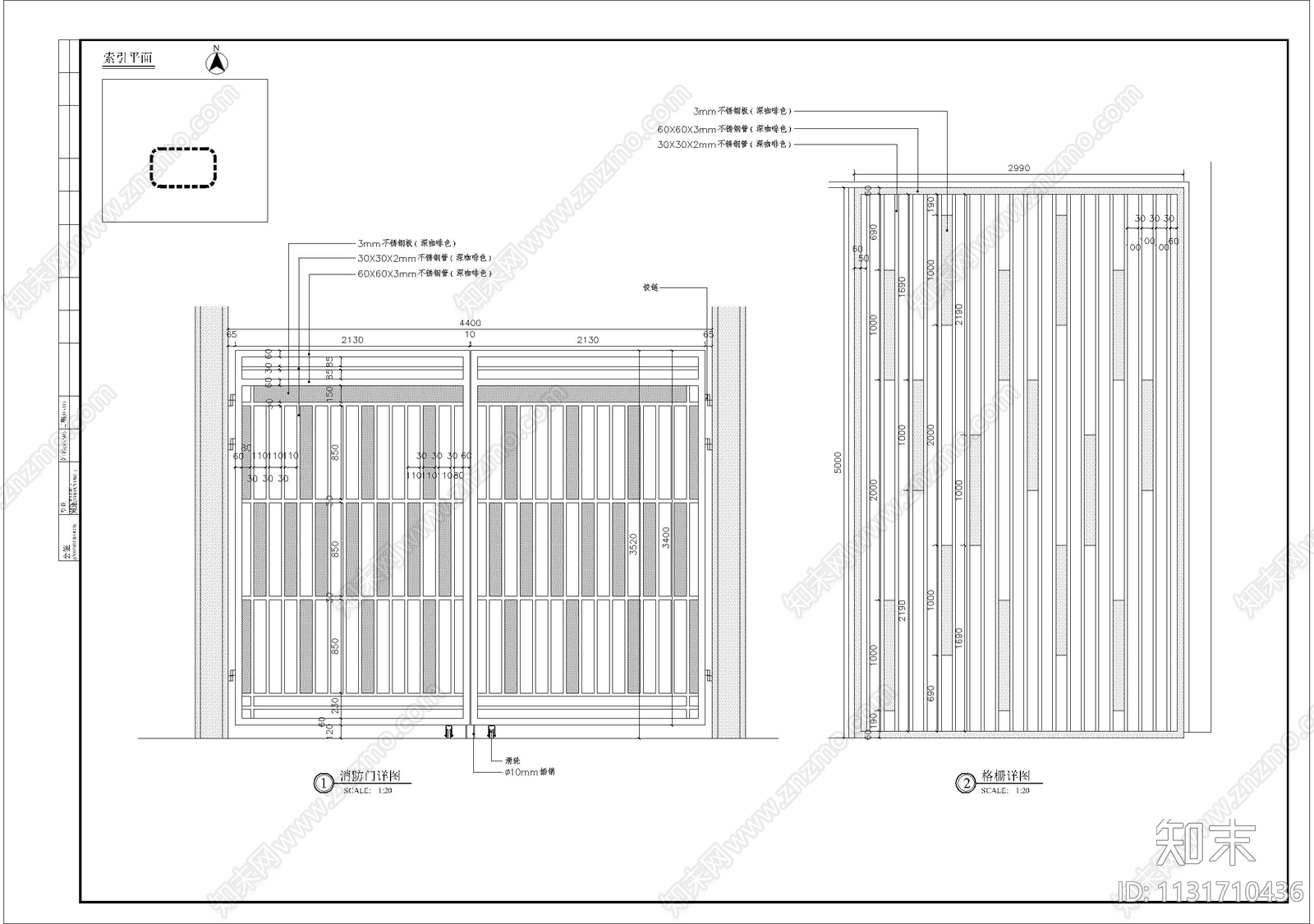 小区入口门楼细部cad施工图下载【ID:1131710436】