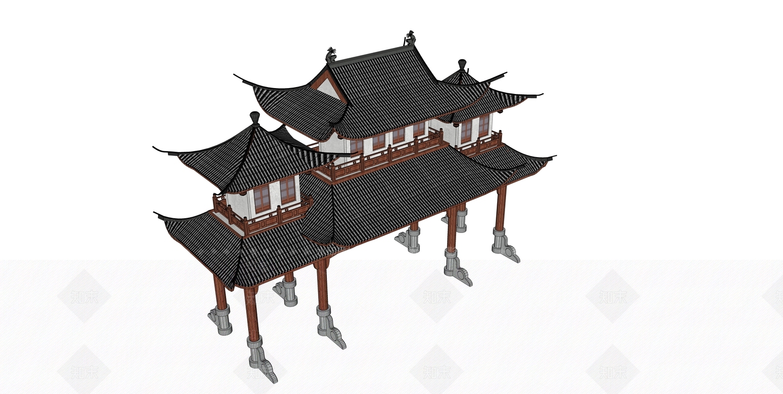 新中式牌坊SU模型下载【ID:1131710774】