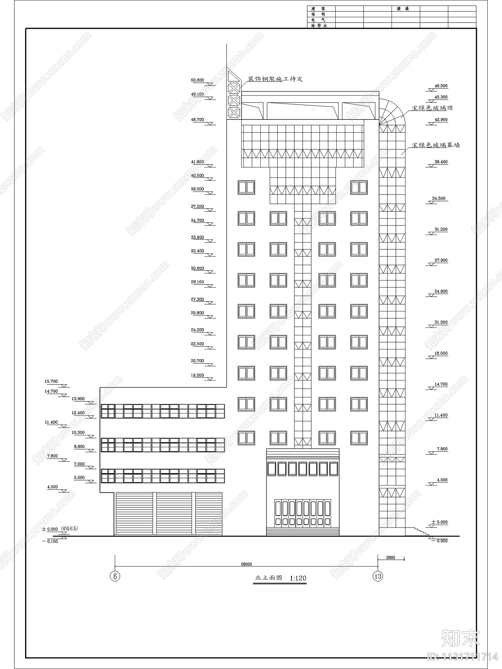 十二层酒店建筑cad施工图下载【ID:1131711714】