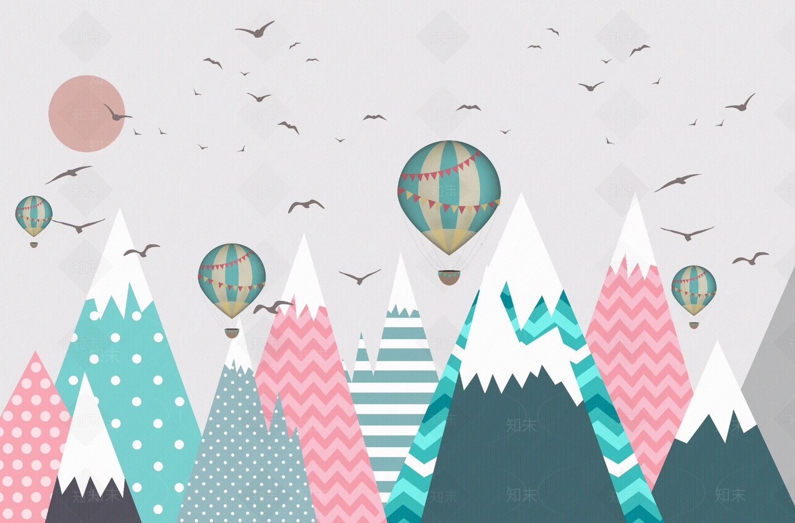 现代儿童天空气球壁纸贴图下载【ID:1131715555】