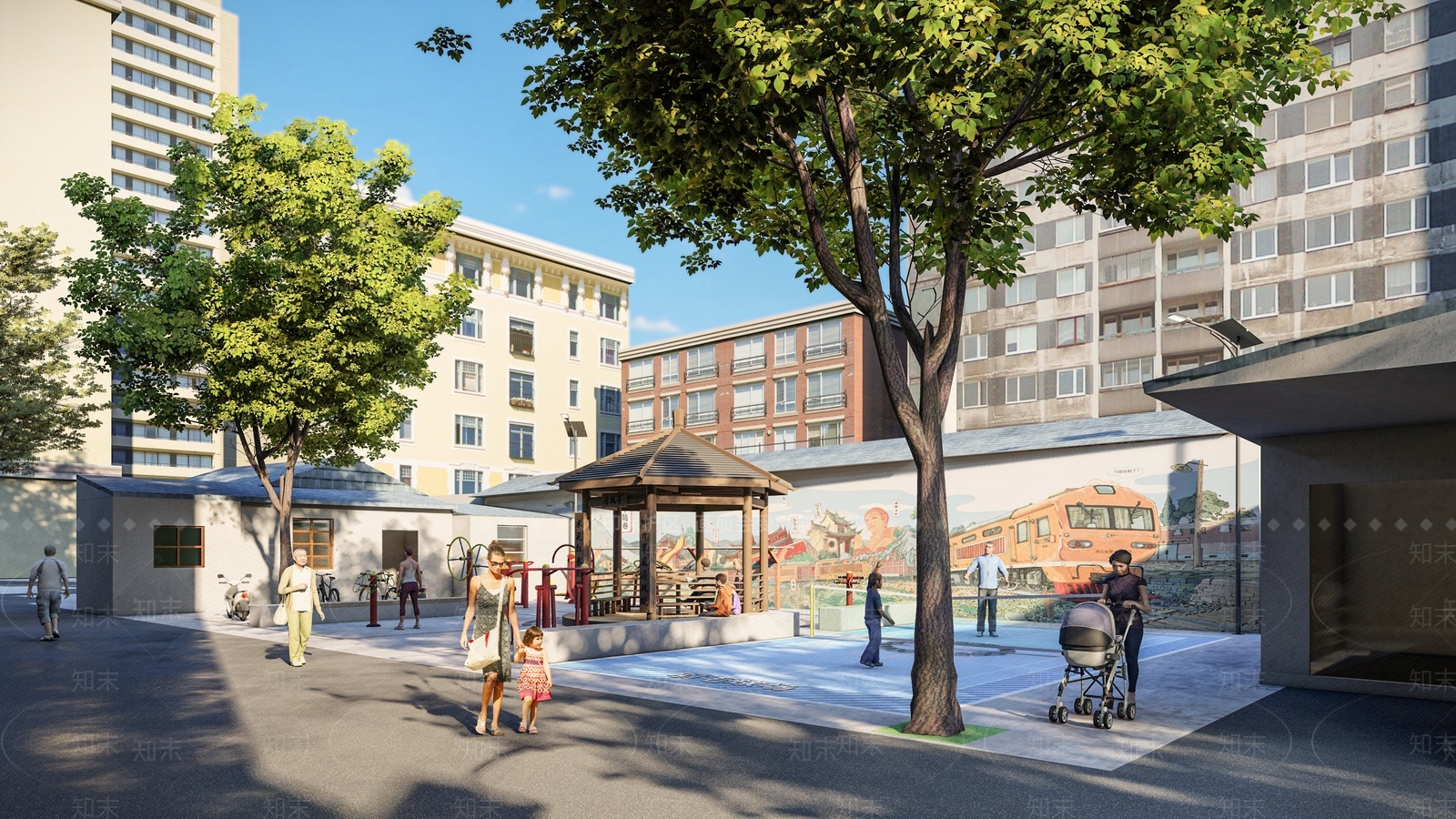 现代火车站片区健身活动场地设计SU模型下载【ID:1131872015】