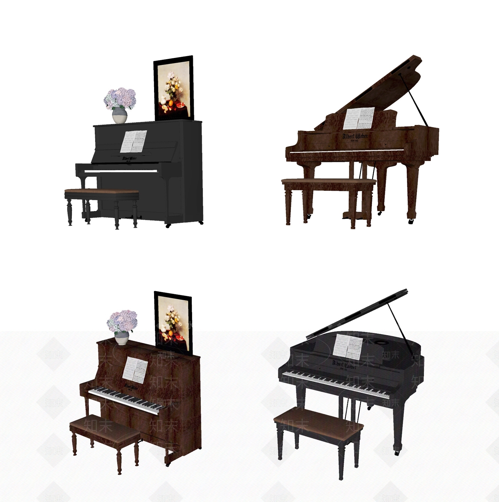 现代钢琴SU模型下载【ID:1131718746】