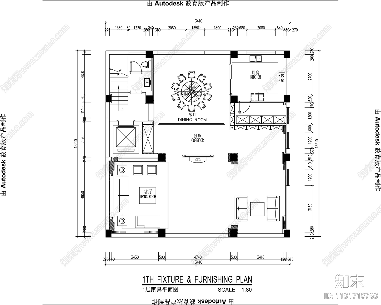 整套家装cad施工图下载【ID:1131718763】