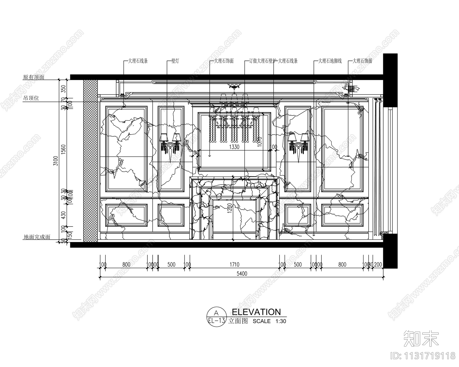 大平层家装cad施工图下载【ID:1131719118】