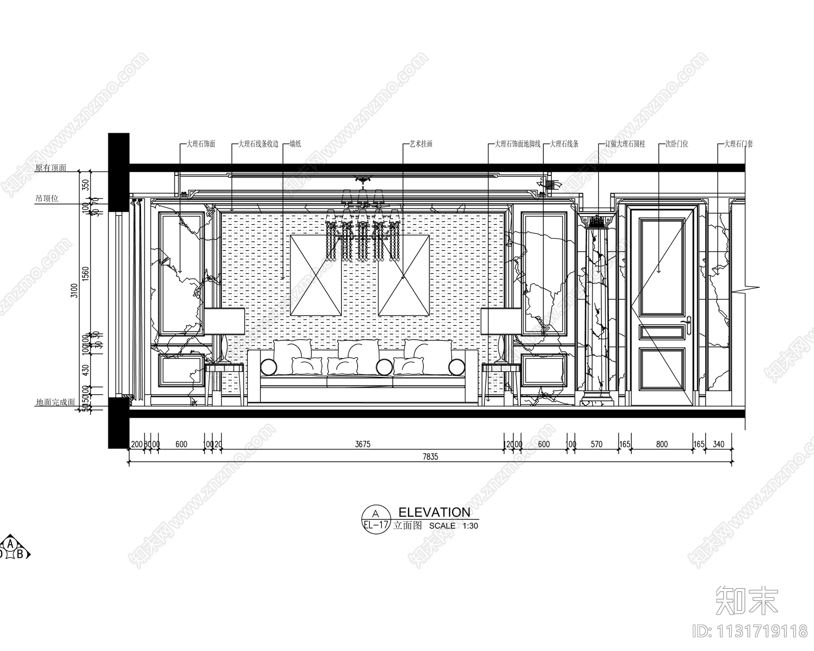 大平层家装cad施工图下载【ID:1131719118】