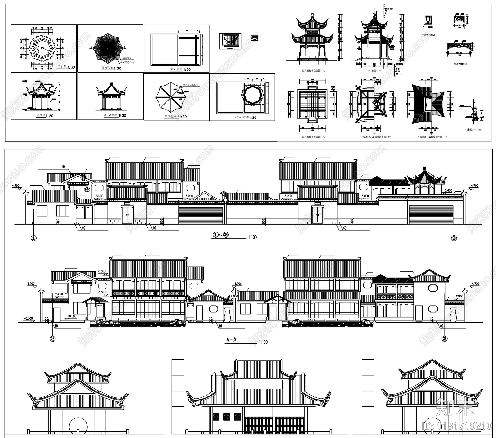 古建筑素材cad施工图下载【ID:1131719210】