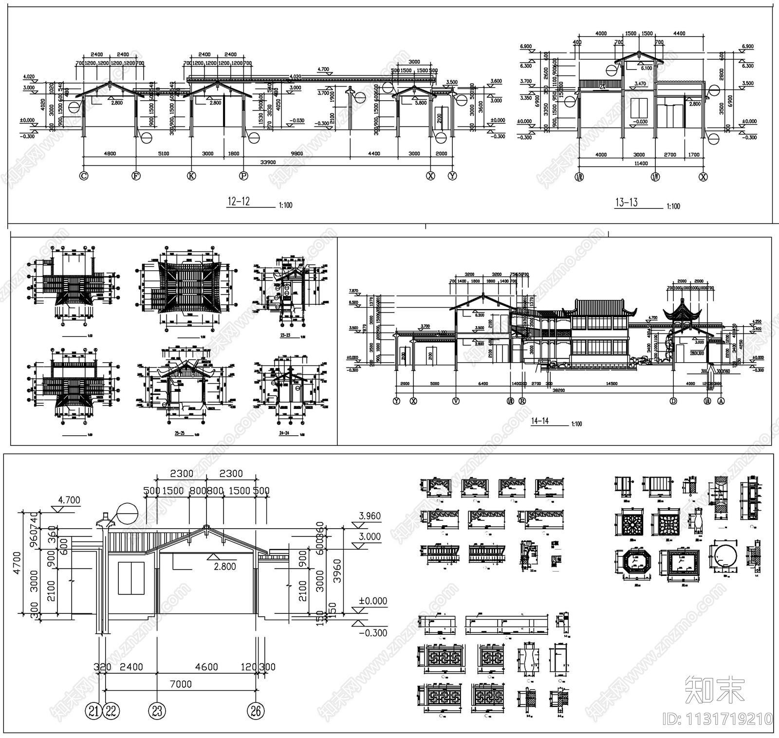 古建筑素材cad施工图下载【ID:1131719210】