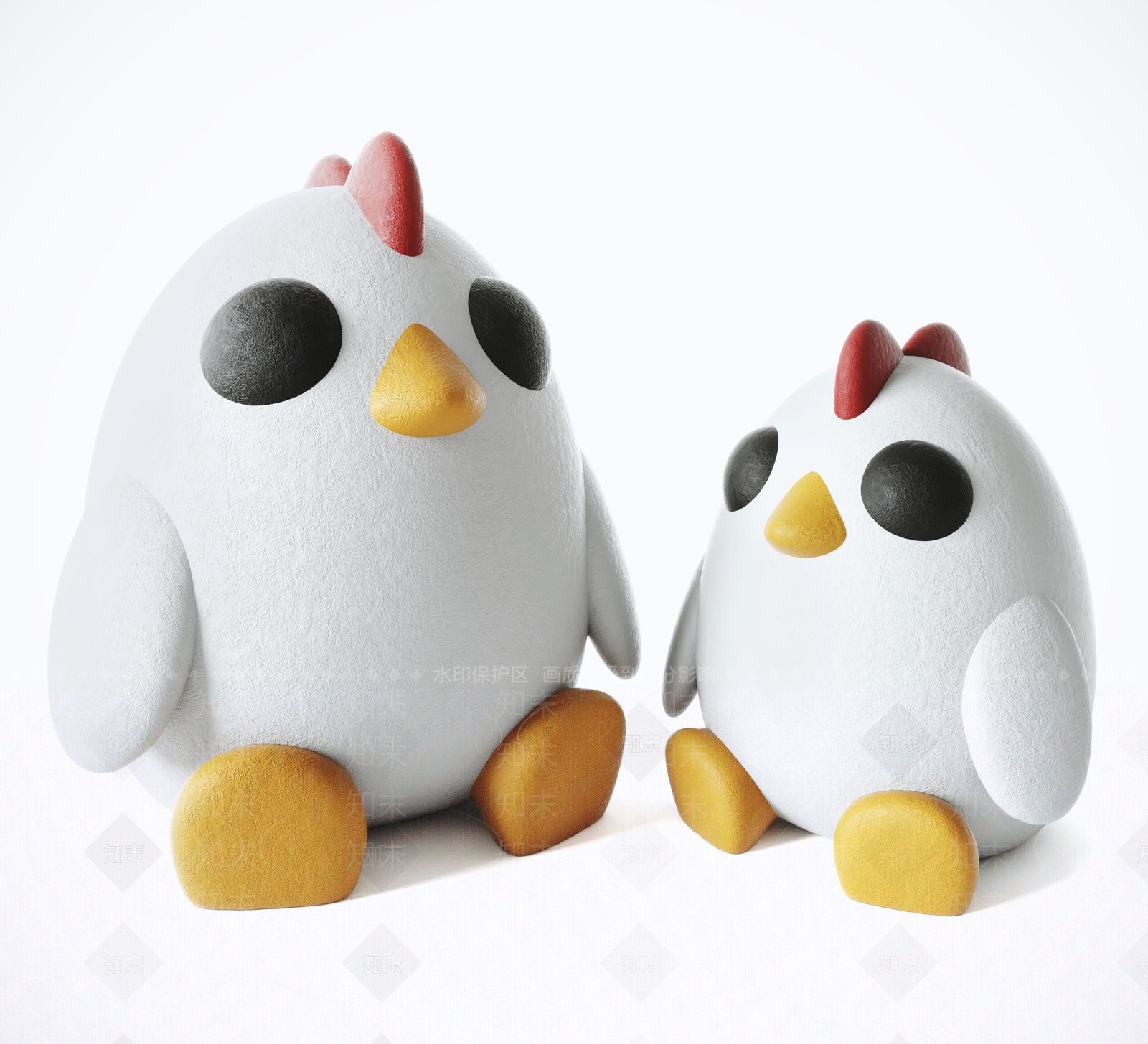 现代蛋鸡潮玩雕塑摆件SU模型下载【ID:1131719818】