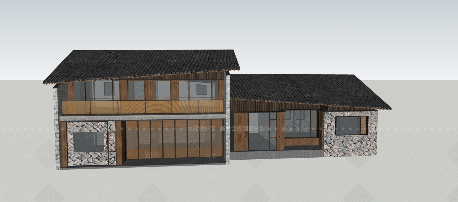 新中式民房小别墅设计SU模型下载【ID:1131724989】