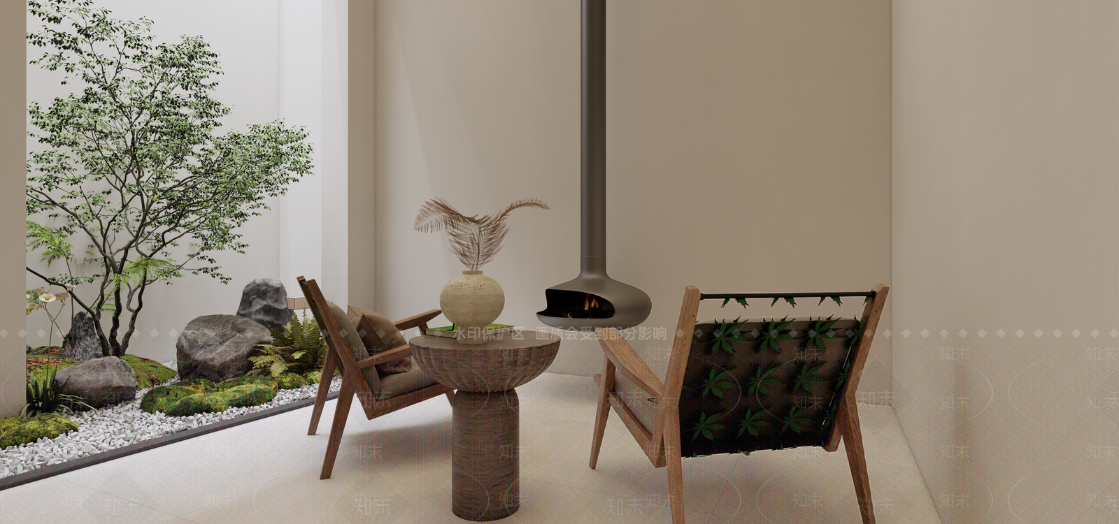 现代室内会客厅庭院景观小品SU模型下载【ID:1131727171】