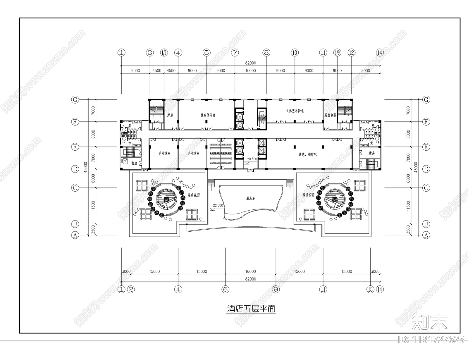 现代二十层酒店建筑cad施工图下载【ID:1131727625】