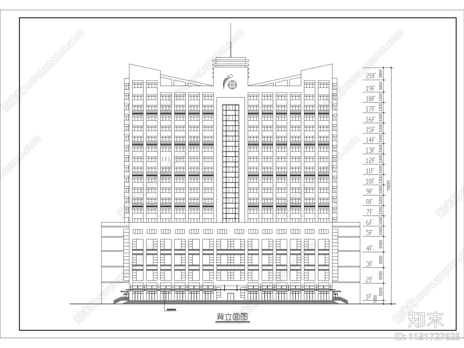 现代二十层酒店建筑cad施工图下载【ID:1131727625】