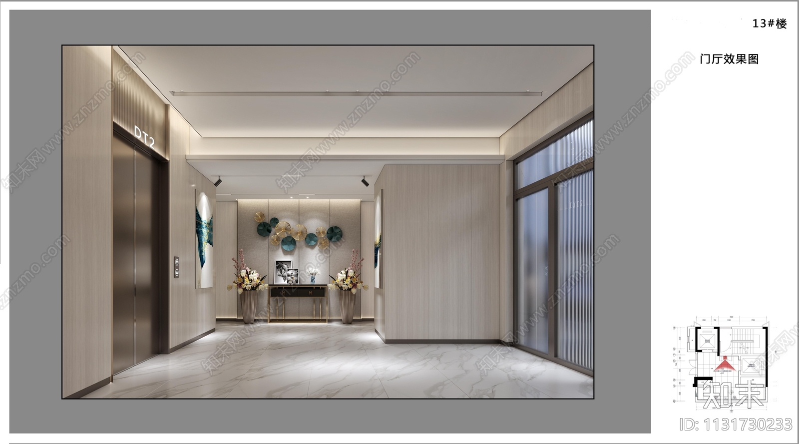 住宅大楼电梯厅cad施工图下载【ID:1131730233】