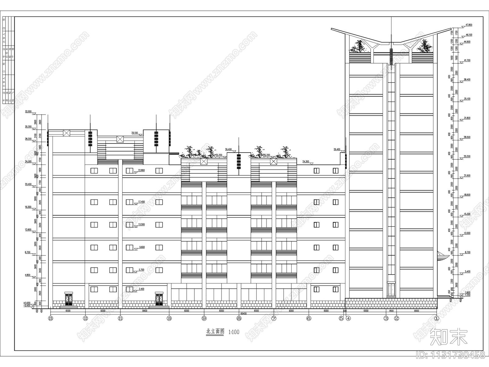 十二层酒店建筑cad施工图下载【ID:1131730458】