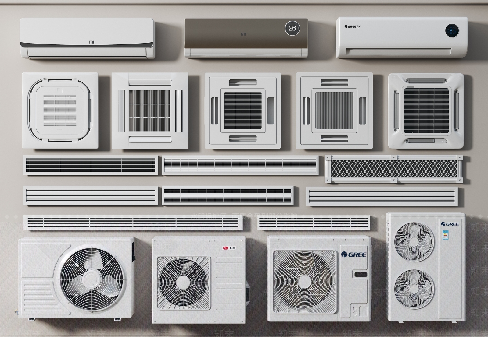 现代空调外机中央空调出风口3D模型下载【ID:1131756028】