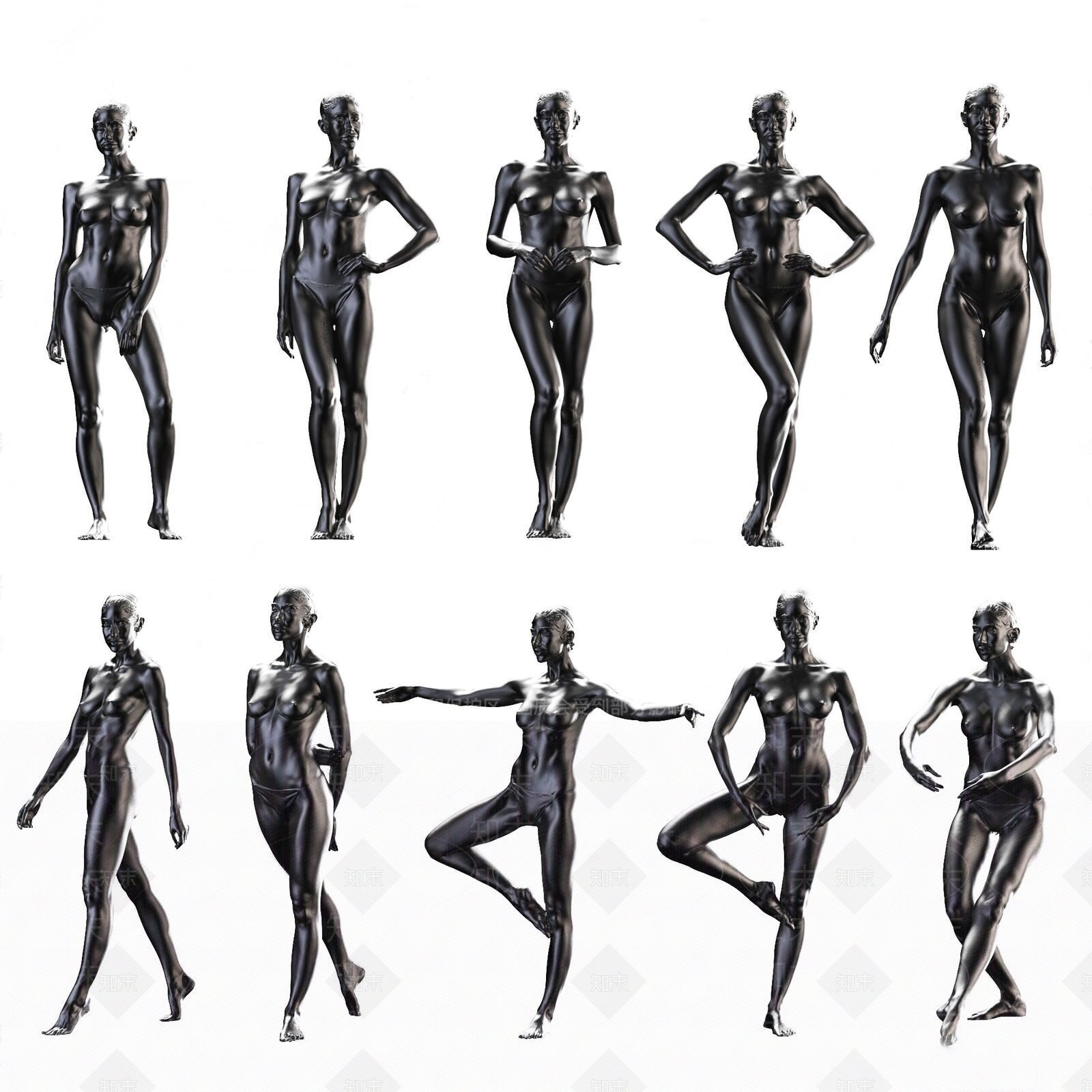 现代女性雕塑人物摆件人体模特SU模型下载【ID:1132233365】