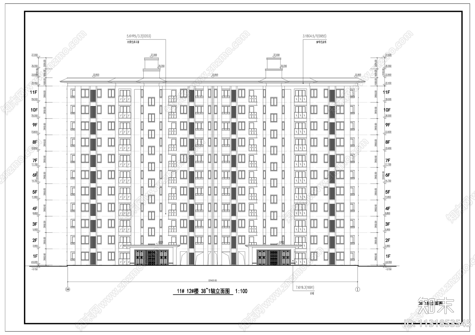 四面宽大阳台小高层住宅建筑cad施工图下载【ID:1131853545】