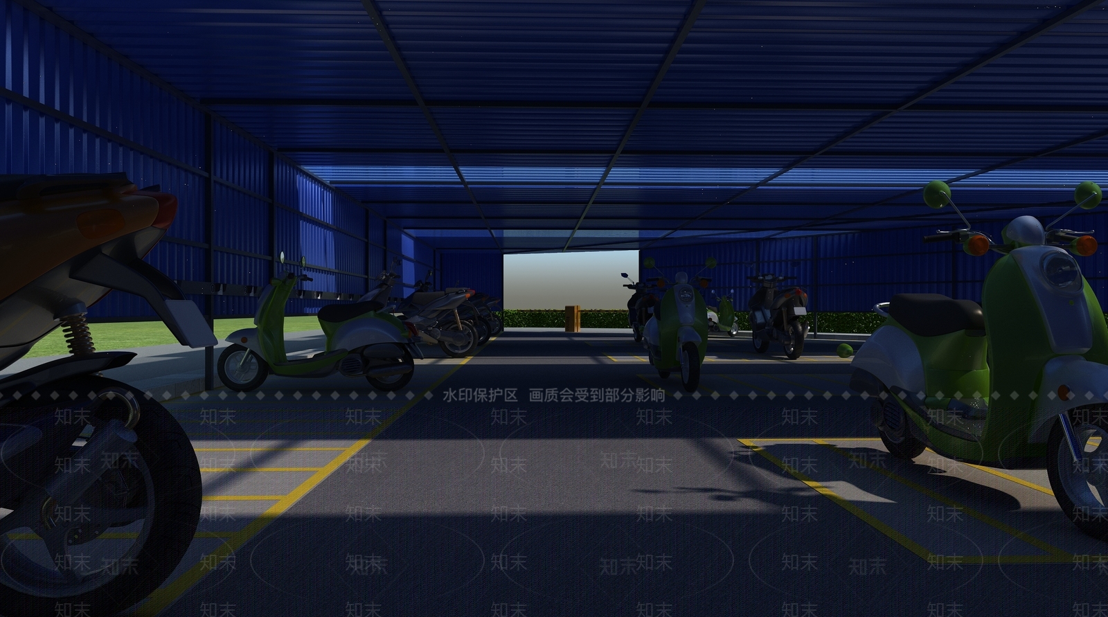 现代室外停车场3D模型下载【ID:1155863704】