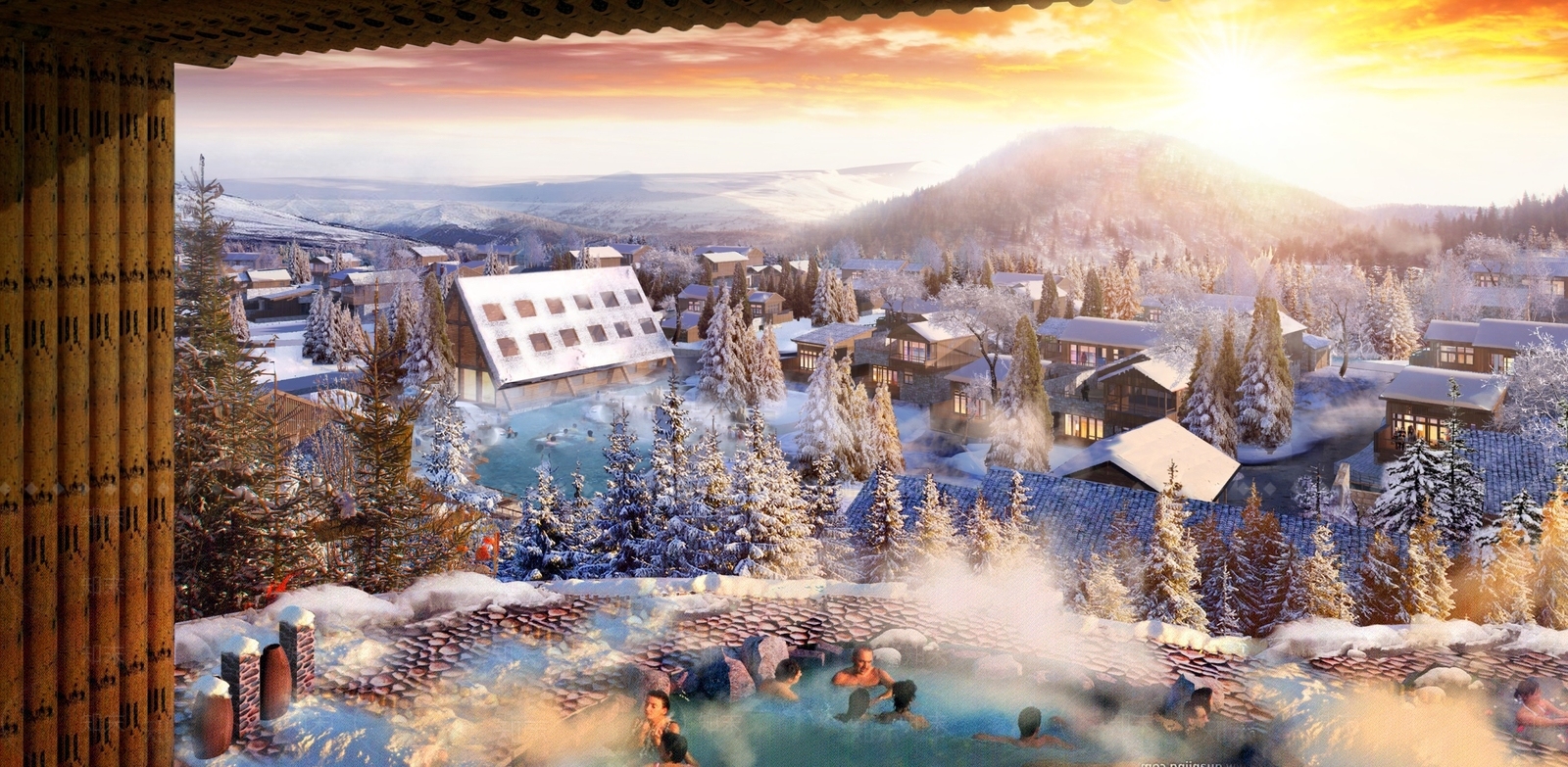 现代雪村水院子度假酒店SU模型下载【ID:1131738400】