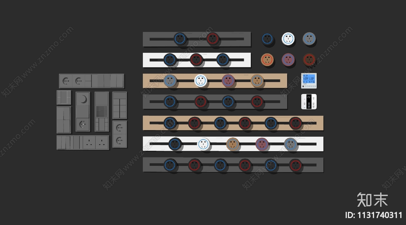 现代开关电源插座SU模型下载【ID:1131740311】