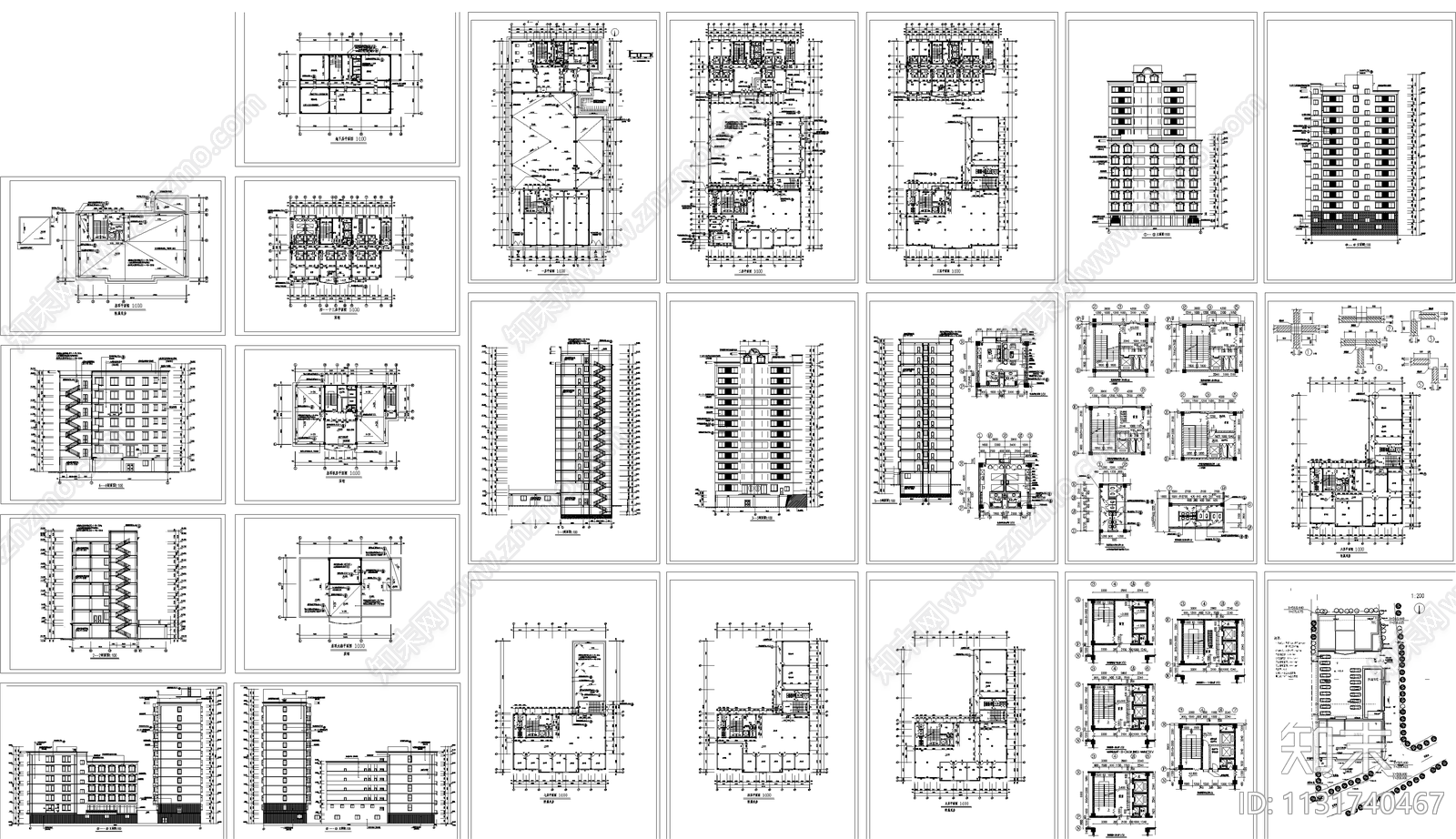 宾馆建筑全套cad施工图下载【ID:1131740467】