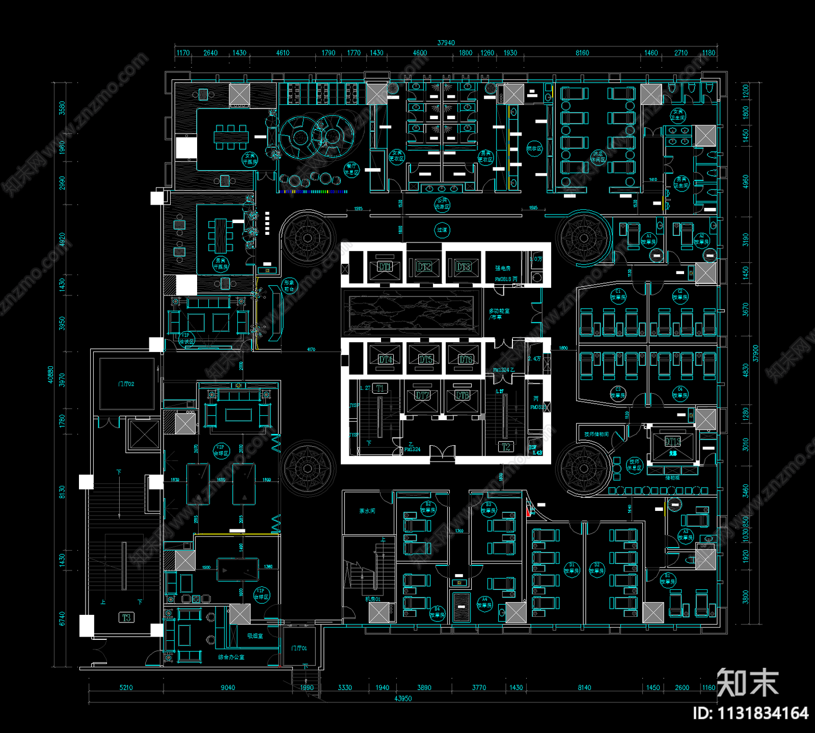 2023最新会所SPA平面方案图cad施工图下载【ID:1131834164】