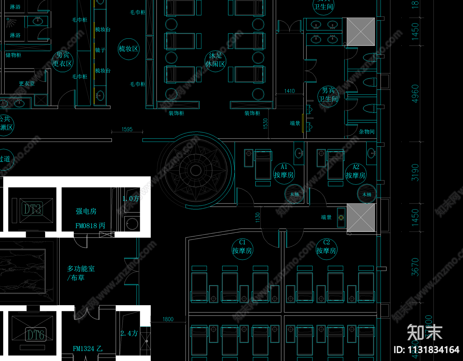 2023最新会所SPA平面方案图cad施工图下载【ID:1131834164】