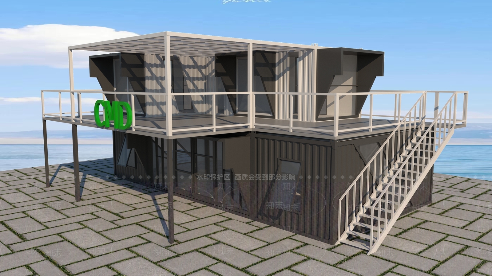 现代网红集装箱商业建筑SU模型下载【ID:1131742661】_知末su模型网