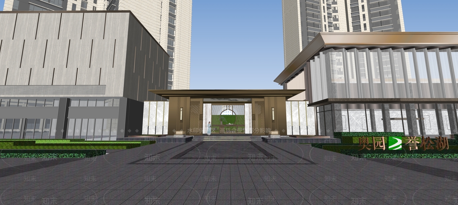 新中式奥元示范区景观SU模型下载【ID:1131749390】