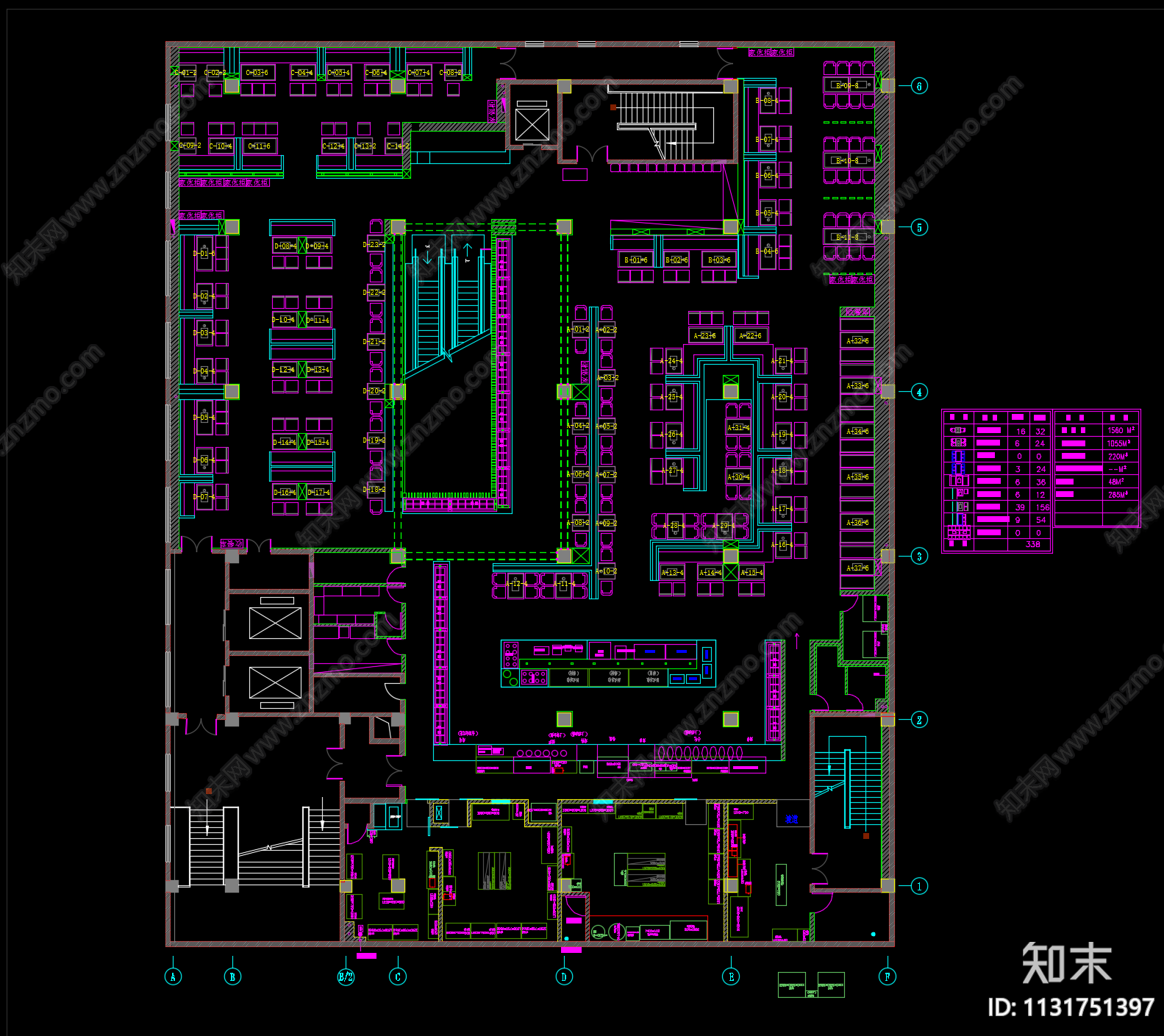 现代简约1300㎡自助餐厅cad施工图下载【ID:1131751397】