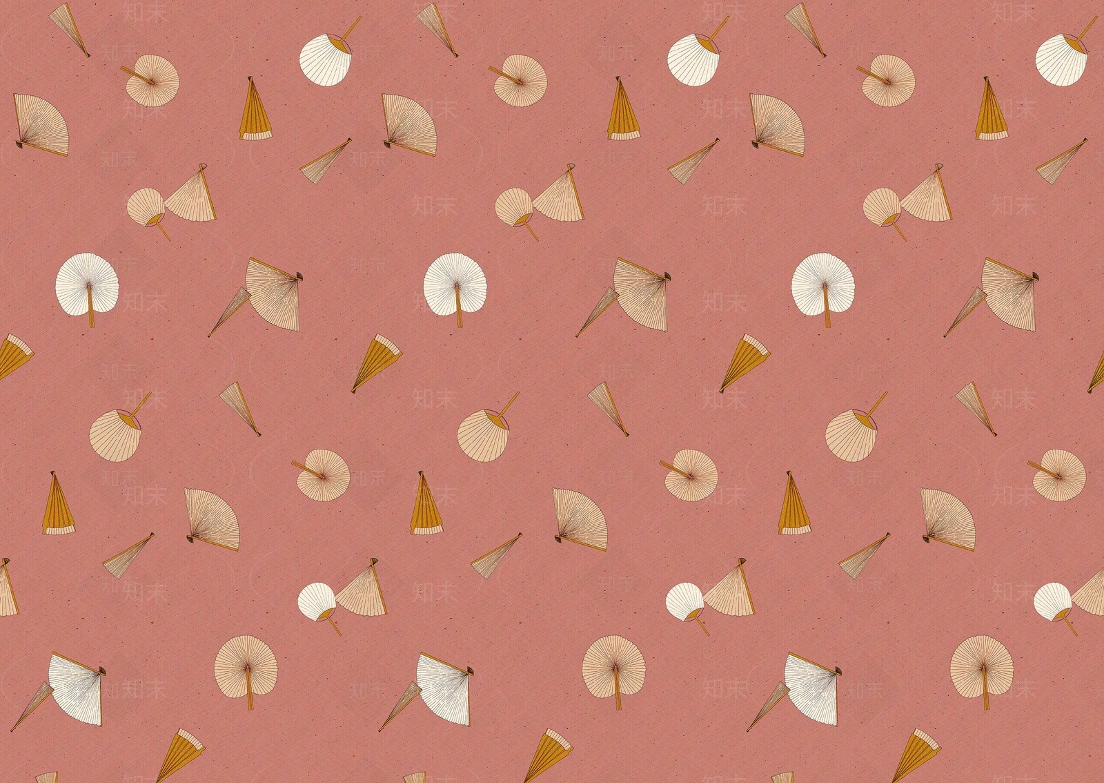 中式卡通扇子图案壁纸贴图下载【ID:1131752487】