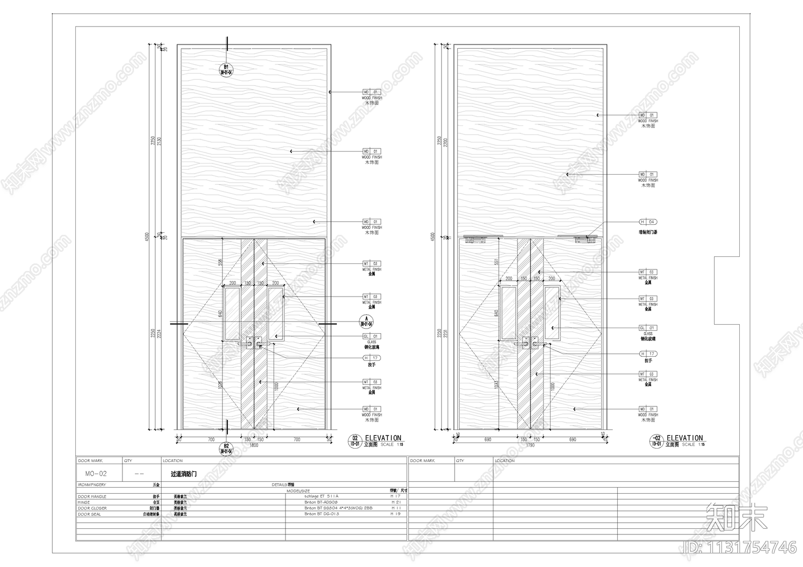 酒店公区门表大样图cad施工图下载【ID:1131754746】